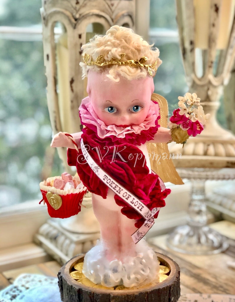 Antique Red Rose O’Neil Restored Kewpie Valentine 13-14”