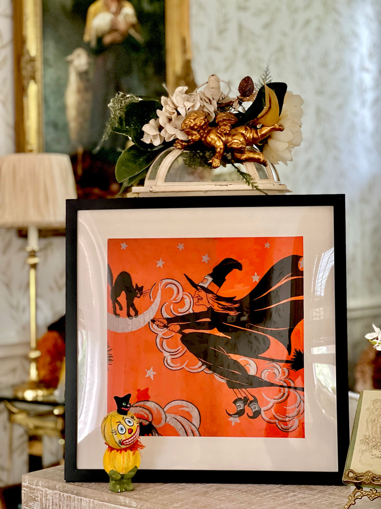 Antique Dennison Halloween Framed crepe