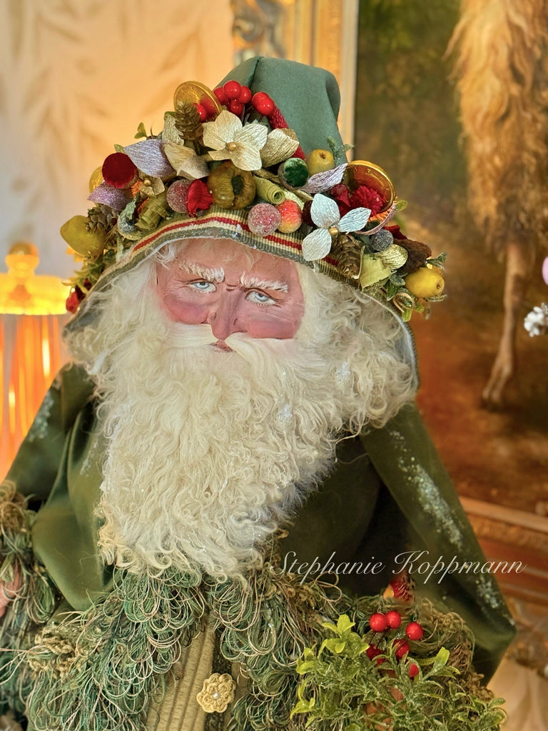 Special Order Karin. Emerald Fruit Giver Saint Nicholas in Velvet