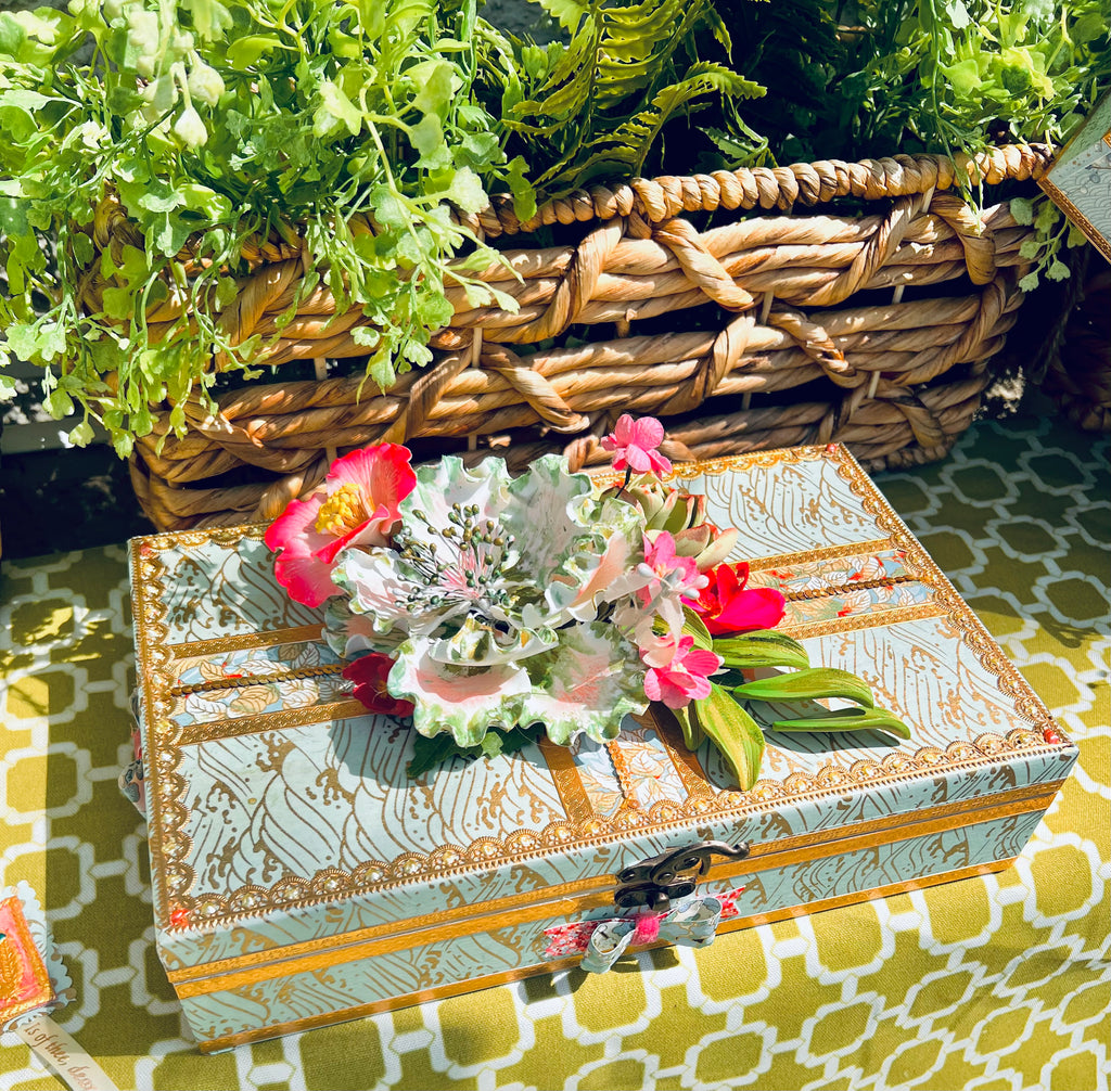 Mint green Mother’s Day  Garden box with Tragant/Sugar Florals