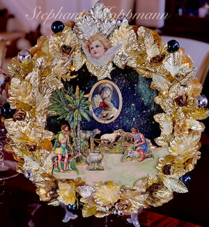 “The Shepherds 1st Star as they keep watch” RARE German Nativity Diecut Wreath