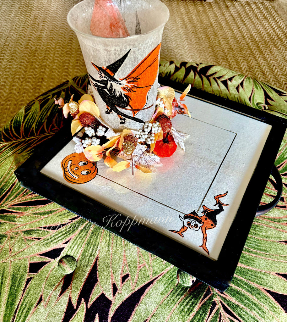 Antique Dennison Palmer Cox Brownie crepe Halloween Tray