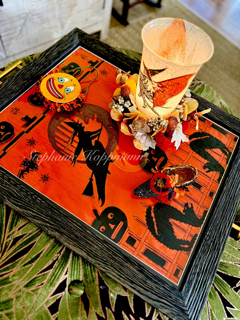 Antique Bainbridge crepe Halloween Tray 1930