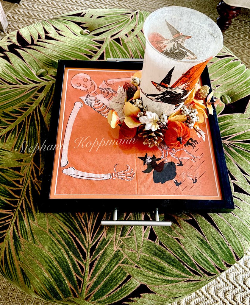 Antique rare Skeleton Dennison crepe Halloween Tray