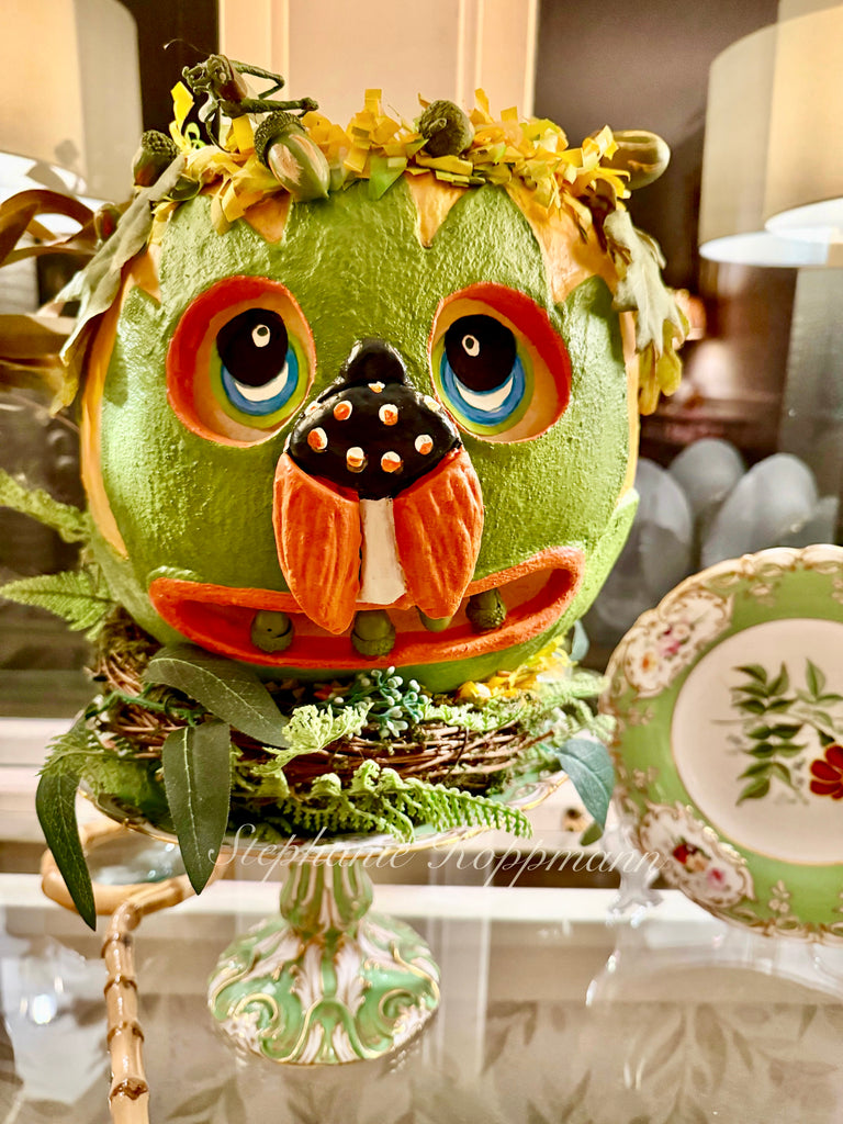 Handmade artist Antique Acorn inspired Halloween Lantern