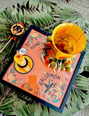 Antique crepe Halloween Tray