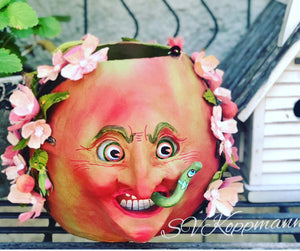 Handmade artist Apple Witch Halloween Lantern