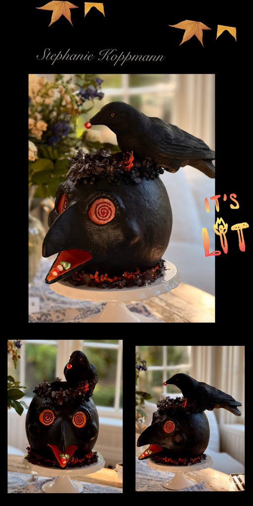 Handmade artist Queen Crow Halloween Lantern