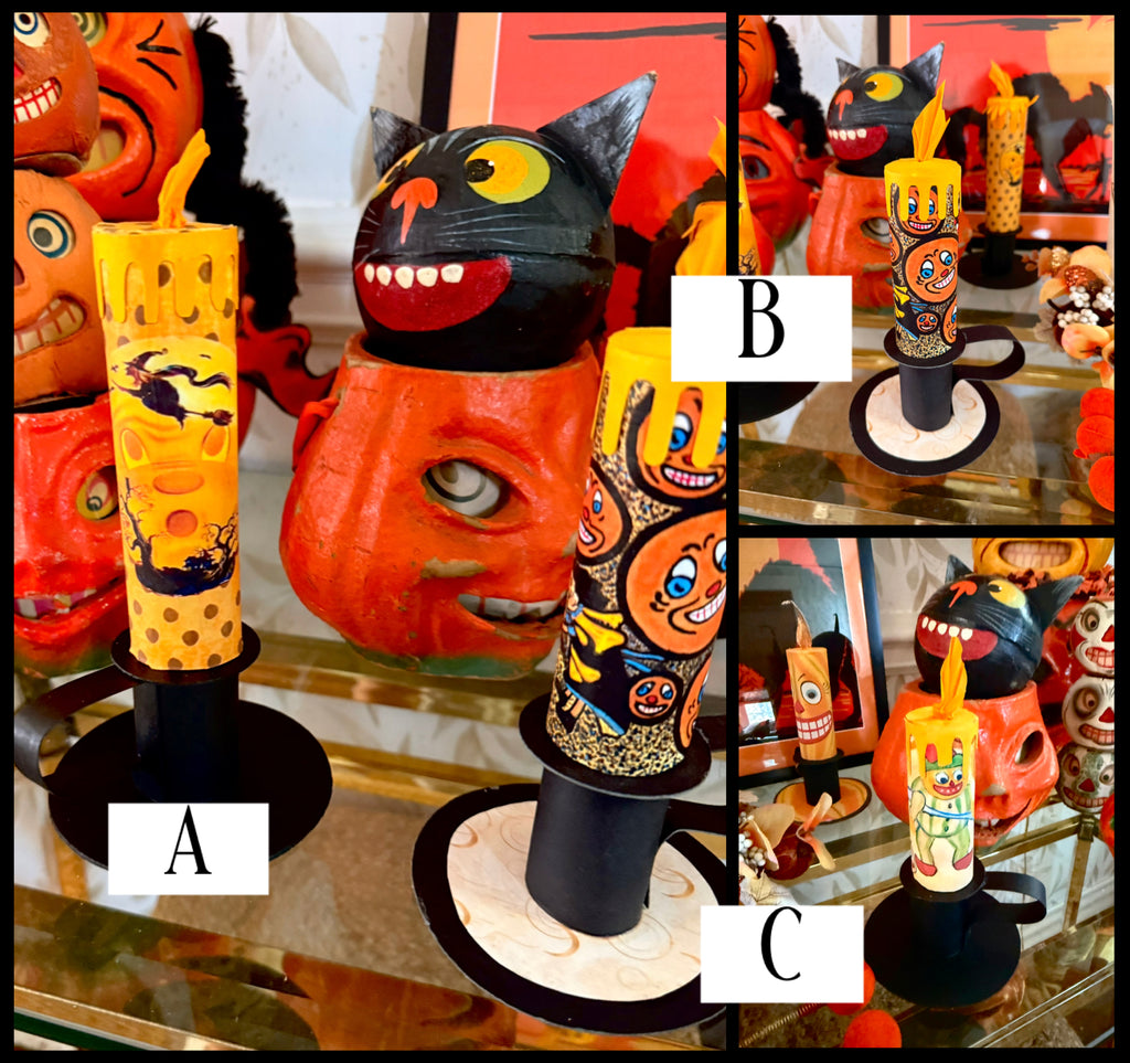 Vintage Halloween Candlestick Containers