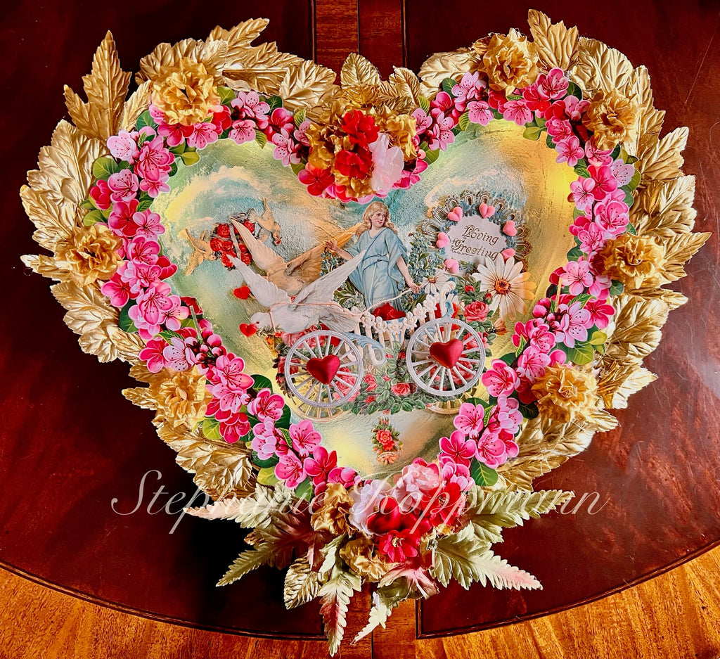 RARE 17” German Valentines Diecut Wreath