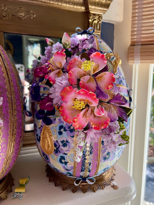 Exceptional Large Tragant/Sugar Floral Easter Egg