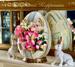 Exceptional Large Tragant/Sugar Floral Easter Egg