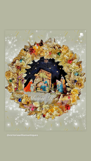 “The Wise men left in haste” RARE German Nativity Diecut Wreath
