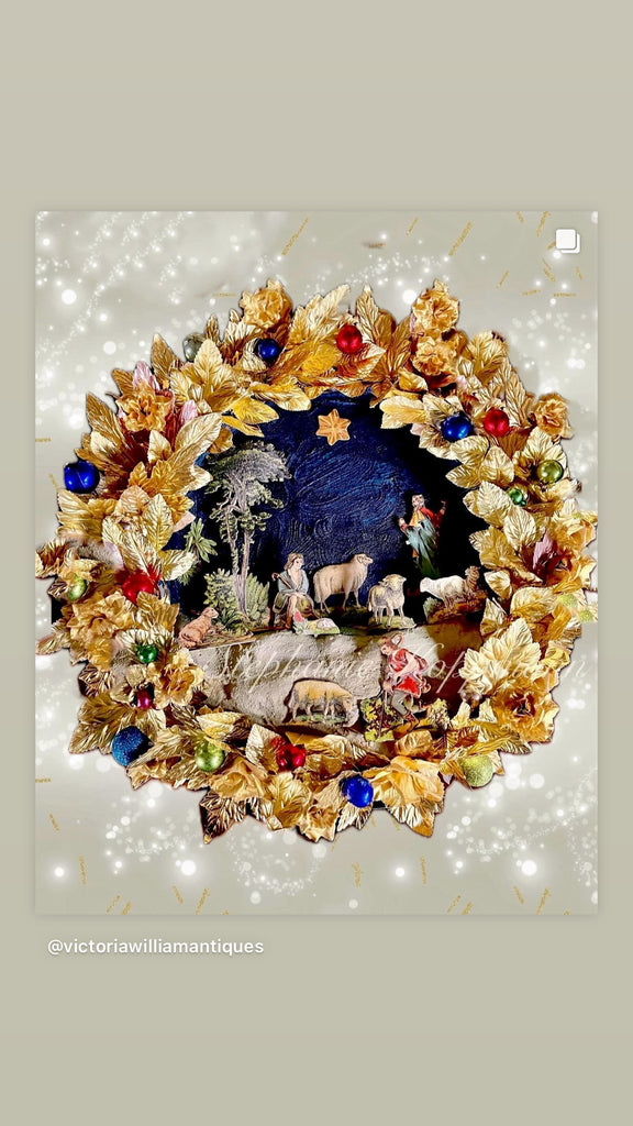 “The Shepherds keep watch” RARE German Nativity Diecut Wreath