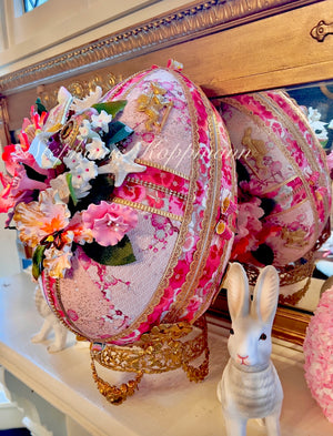 Exceptional Large Tragant/Sugar Floral Easter Egg