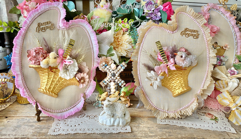 Victorian silk Easter Pallet© Easter Flower basket Ivory