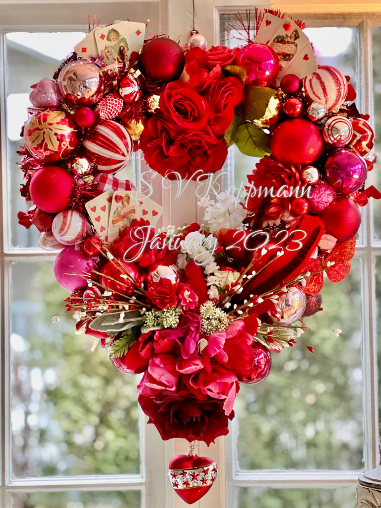 Sweetheart Valentines Wreath “Shall we play a game of hearts”