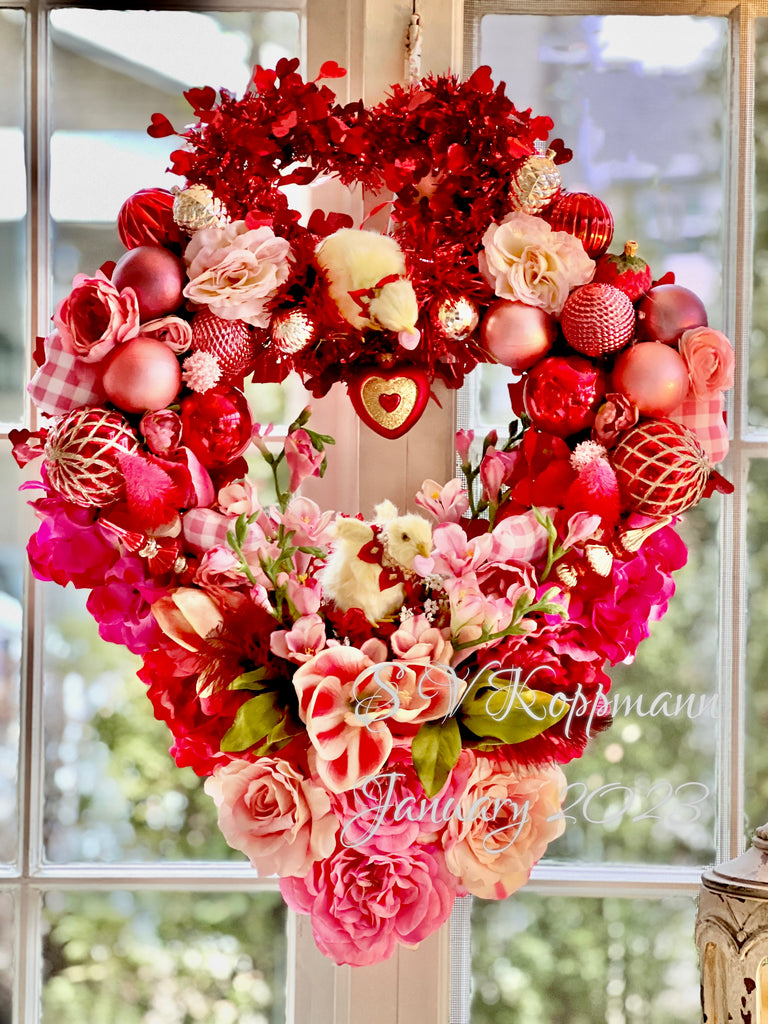 “Two Hearts” Sweetheart Valentines Wreath